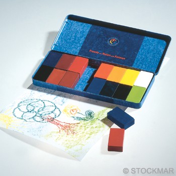สต้อกมาร์ สีเทียนขี้ผึ้ง ก้อนสี่เหลี่ยม ชุด 16 สี (กล่องเหล็ก)
