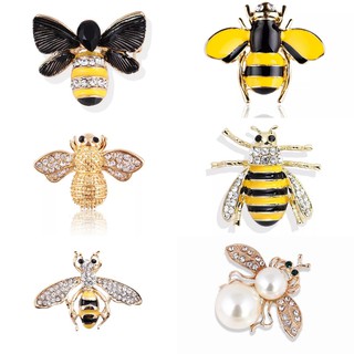 Korean version Rhinestone Small Bee Insect Brooch Exquisite Bee Pearl Small Brooch Fashion Unisex All-match Accessories