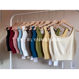 Sherlynn Brand "Elle Top" เสื้อกล้ามครอป เสื้อไหมพรม เสื้อเเขนกุด เอวจั๊ม