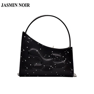 Jasmin NOIR กระเป๋าถือ กระเป๋าสะพายไหล่ สะพายข้าง หนัง PU สายโซ่ ลายดวงจันทร์ สําหรับผู้หญิง