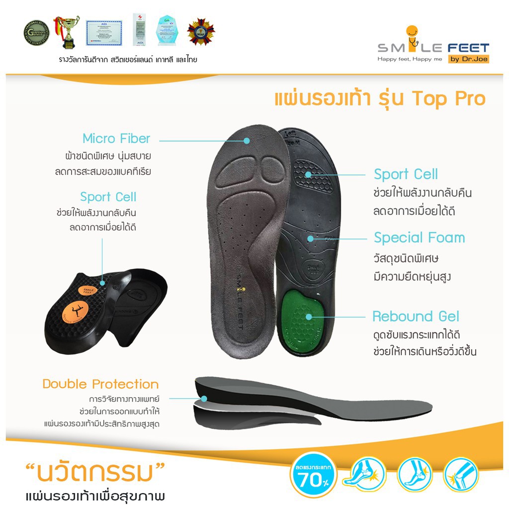 แผ่นรองเท้า SMILE FEET รุ่น Top-pro
