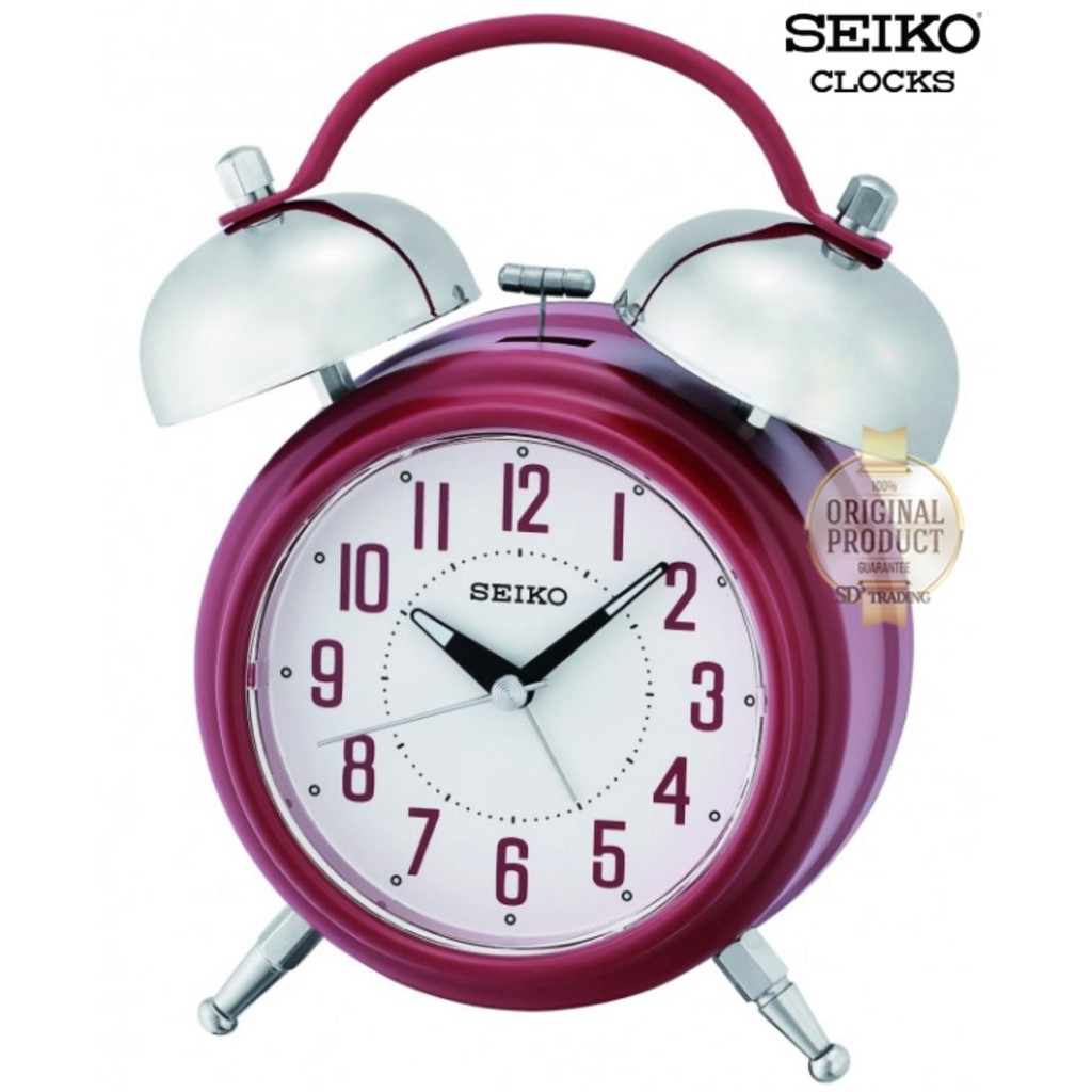 SEIKO นาฬิกาปลุกกระดิ่งคู่ Bell Alarm Clock รุ่น QHK051R สีแดง