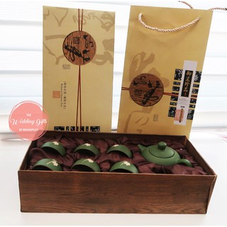 Wedding Gifts Premium Tea sets : กล่องลายไม้