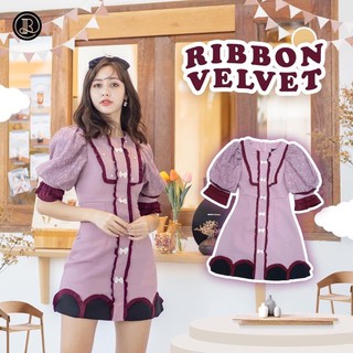 BLT Brand:รุ่น Ribbon Velvet เดรสแขนตุ๊กาสีชมพูน่ารักมากๆ