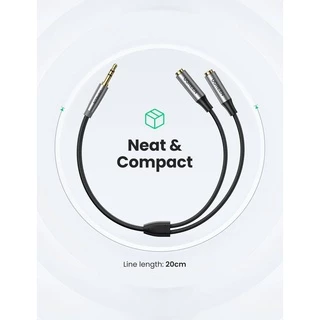 UGREEN รุ่น 50253 3.5mm Jack Earphone Aux Audio Splitter Adapter 1 Male To 2 Female Extension Sharing Speaker Cable Ada