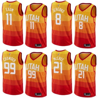 เสื้อกีฬาบาสเก็ตบอล แขนกุด ลาย NBA Jersey Utah Jazz Exum Jerebko McCree Crowder สไตล์คลาสสิก