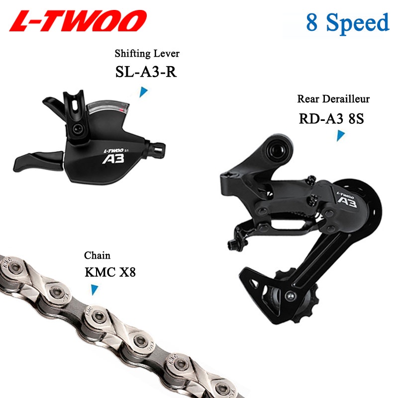 LTWOO-A3-1X8S-Groupset คันเกียร์ 8 สปีด (พร้อมจอแสดงผลเกียร์)-derailleur-KMC 8S โซ่-ใช้กับจักรยานพับ MTB ขี่จักรยานอะไหล่และอุปกรณ์เสริมจักรยาน
