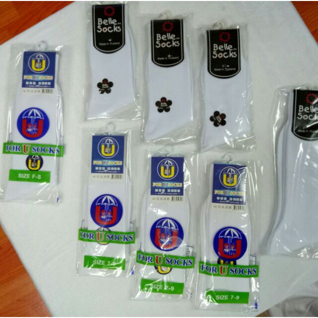 ถุงเท้านักเรียนผ้าไนล่อนอย่างดี For U Socks / Belle Socks (ข้อยาว, ลอนเล็ก) คุณภาพสินค้าเทียบเท่าคาร