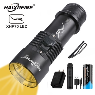 Haixnfire DV57 ไฟฉายดําน้ํา สีเหลือง XHP70S กันน้ํา 5000 Lumens