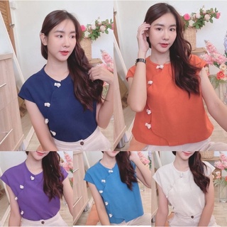 งานเข้าใหม่ เสื้อพื้นเมืองผ้าฝ้ายเสื้อคอกลม กระดุมจีนแกะได้ทุกเม็ด