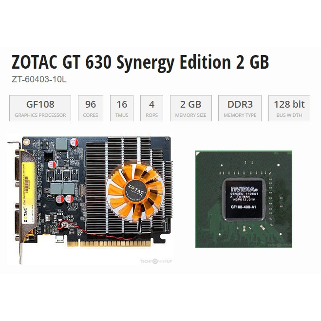 การ์ดจอ ZOTAC GT630 PCi-Express 2 GB