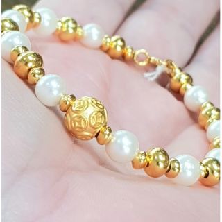 สร้อยข้อมือมุกแท้ อโกย่า สีงาช้าง ลัสเตอร์เงา หนาลึก