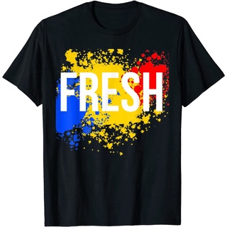 แขนสั้นcrew neckHip hop เสื้อยืดพิมพ์ เสื้อยืดแขนสั้นผู้ชาย Hip Hop Fresh Old School Rap Urban Slang T-Shirt เสื้อยืดคอก