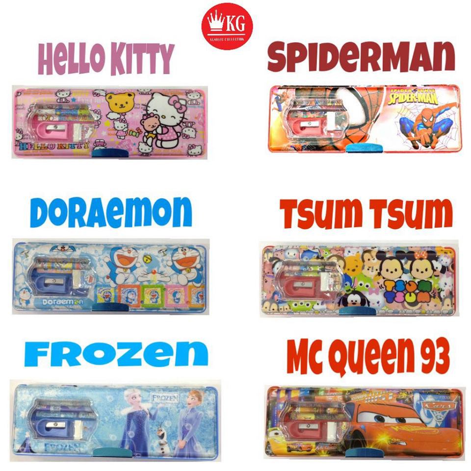 กล่องดินสอ M01 MAGNET KOTAK PENSEL DORAEMON HELLO KITTY TSUM SPIDERMAN FROZEN MC QUEEN 93 QUALITY BA
