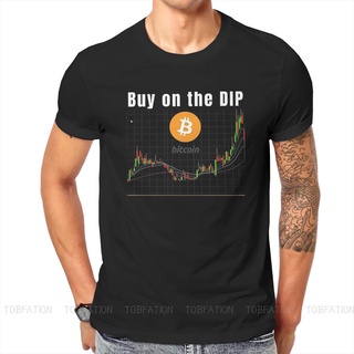 เสื้อยืดคอกลม พิมพ์ลาย Bitcoin Cryptocurrency Art Buy on the Dips คุณภาพสูง สไตล์คลาสสิก สําหรับผู้ชาย