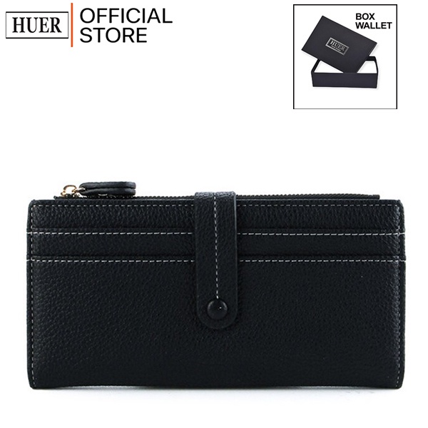 HUER ~ Delira Bi Fold Long Wallet พร้อมกล่อง 9446-222สีดํา