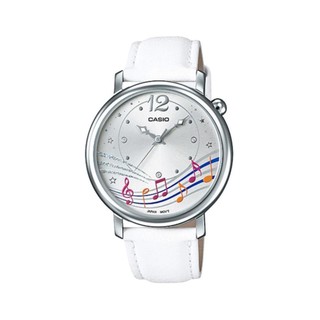 Casio Standard นาฬิกาข้อมือผู้หญิง สายหนัง รุ่น LTP-E123L-7ADF (Sliver/White)