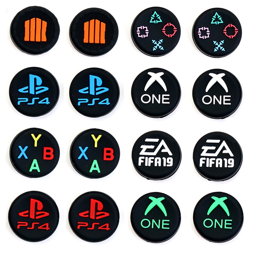 2 xThumb Stick Grip Cap ABXY โลโก้บ้านจอยสติ๊กหมวกสําหรับ Sony PS5 PS4 PS3 PS2 Xbox One 360 Slim