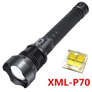 ไฟฉายแรงสูง XHP70 LED 3 Modes USB Rechargeable Telescopic Zoom รองรับแบตเตอรี่18650/26650 (แถมแบตฯ18650 x 2 )