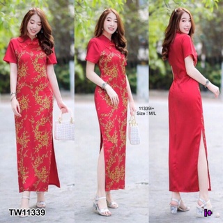 Maxi Dress เดรสกี่เพ้ายาวลายดอกแขนสั้น