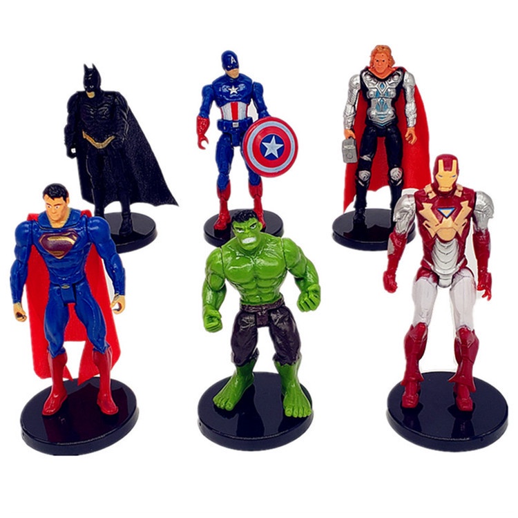 The Avengers Hulk Iron Man Batman Superman Hero Action Figure ของเล่นตกแต่งเค้กมาใหม่ CX