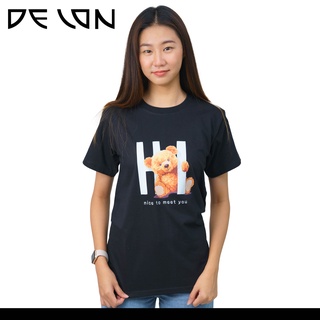 Delon เสื้อยืดAT53149 คอกลม แขนสั้น Unisex พิมพ์ลาย  เสื้คู่ ผ้าคอตตอน สวมใส่สบาย