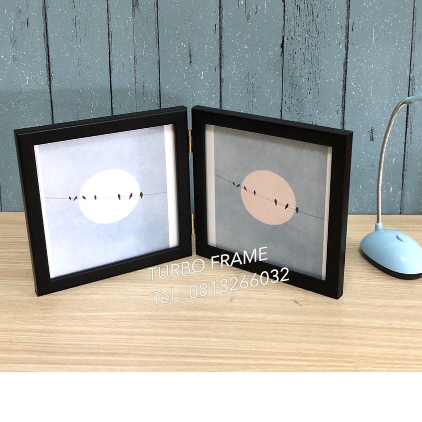 กรอบรูปคู่บานพับ TURBO FRAME ขนาดภาพ 4x4นิ้ว,5x5นิ้ว,6x6นิ้ว,7x7นิ้ว,8x8นิ้ว,10x10นิ้ว ด้านหน้า กระจ