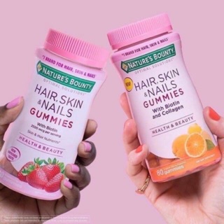 Nature’s Bounty Hair, Skin &amp; Nails Gummies with Biotin and Collagen 80gummies(มี2รส ส้มและสตรอ)