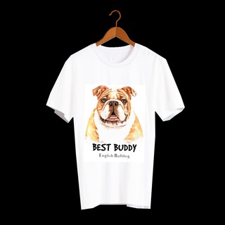 เสื้อลายหมา DI4 เสื้อยืดลายหมา English Bulldog เสื้อยืดพิมพ์ลายน้องหมา เสื้อยืดลายสวยๆ