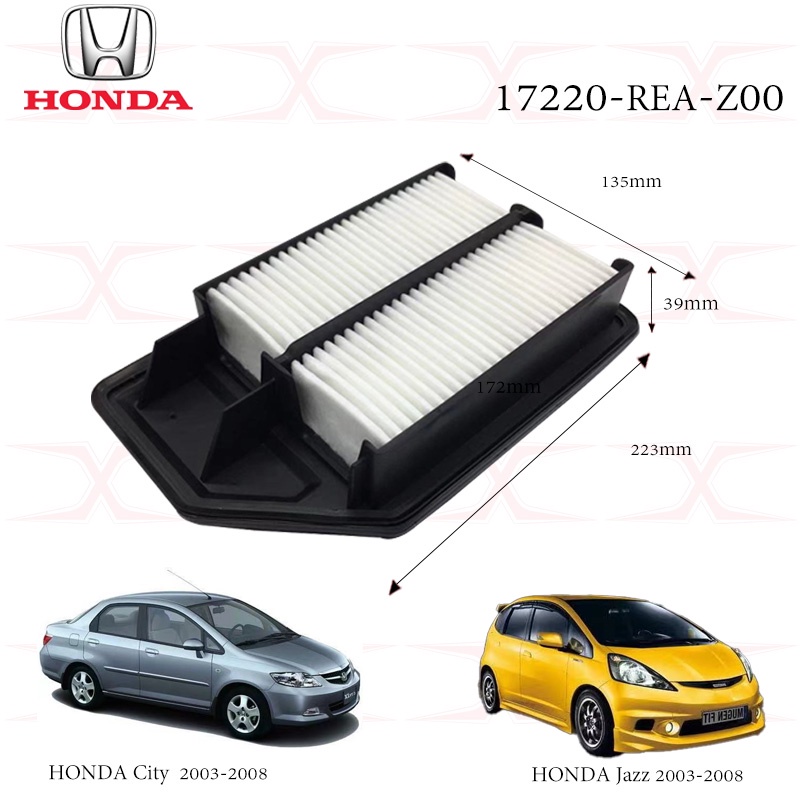 17220-REA-Z00 กรองอากาศ Honda (City/Jazz 03-08) 17220-P2F-Y00 กรองอากาศ Honda City ปี96-02