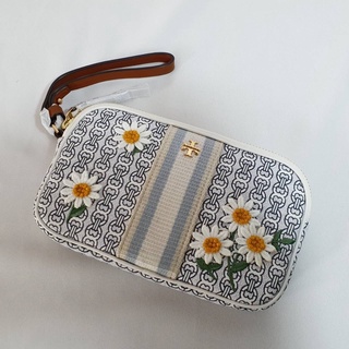 🎀 (สด-ผ่อน) คล้องมือ ลายดอก 64505 TORY BRUCH GEMINI LINK CANVAS APPLIQUÉ WRISTLET