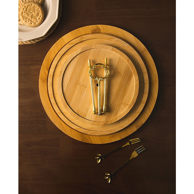 [1-2วันได้รับ] ชั้นวางเค้ก ทำจากไม้ ด้ามจับสีทองเงา ชั้นวางขนม จานรองเสริมลวดลาย สวยงาม - รูปที่ 6