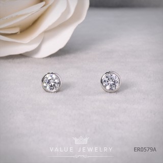 ต่างหูแป้น คริสตัลกลมขนาด8มิล ตุ้มหู เครื่องประดับ ER0579 ValueJewelry