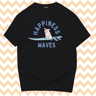 เสื้อยืด สกรีนลาย happiness waves พร้อมส่ง🔥