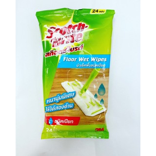 24 แผ่น แบบเปียก Scotch Brite 3M Floor Wert Wipes ผ้าเช็ดพื้นชนิดเปียก ผ้าเปียก