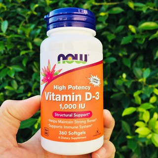 วิตามินดี 3 Vitamin D-3 High Potency 1,000 IU 360 Softgels (Now Foods®) เสริมภูมิ บำรุงกระดูก