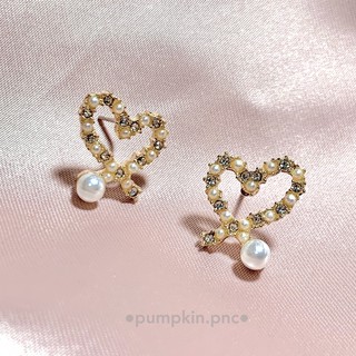 พร้อมส่ง💯❗️ต่างหูสไตล์เกาหลี หัวใจไข่มุก สำหรับผู้หญิง