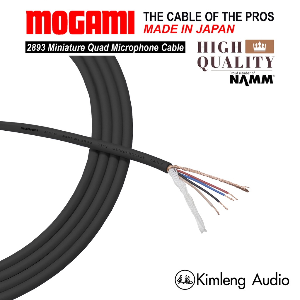 Mogami 2893 มี 5 สี สายไมโครโฟนคุณภาพสูงขนาดเล็ก สายสัญญาน Quad Balanced Cable พร้อมส่ง (รับเส้นยาวกรุณาแจ้งโน้ตไว้)