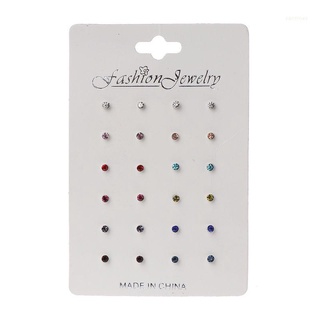 san* 12 Pairs Rainbow Cubic Zircon Stud Earrings Set  Birthstone Crystal Kids Jewelry