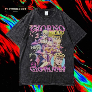 เสื้อยืดพิมพ์ลายแฟชั่น เสื้อยืดแขนสั้น ขนาดใหญ่ พิมพ์ลาย GIORNO GIOVANNA VINTAGE สําหรับผู้ชาย