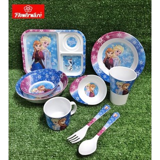 จาน ชาม แก้วนำ้ ช้อนส้อมเมลามีน ลายซิสเตอร์โฟรเซน Flowerware by superware (ขายแยกชิ้น)