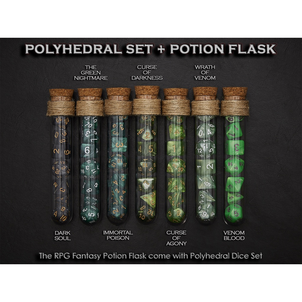 Potion Flask with Dice Set of 7 | ลูกเต๋า Dice For DnD D&D MTG RPG TRPG เกมกระดาน บอร์ดเกม Game ไพ่ทาโรต์ Magic เมจิก