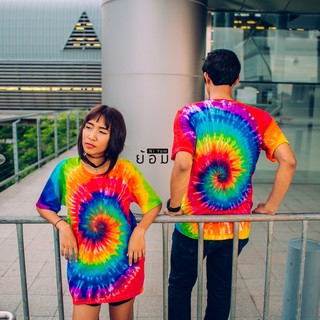 เสื้อมัดย้อม เสื้อยืด คอกลม รุ่น Rainbow สีนี้ขายดีที่สุดตลอดกาล สีสดมากๆถ่ายรูปสวยสุดๆ