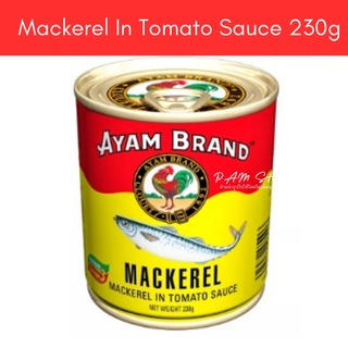 ปลากระป๋อง ปลาแมคเคอเรล ตราไก่ ayam อะยัม ขนาด 230 กรัม นำเข้าจากมาเลย์เซีย