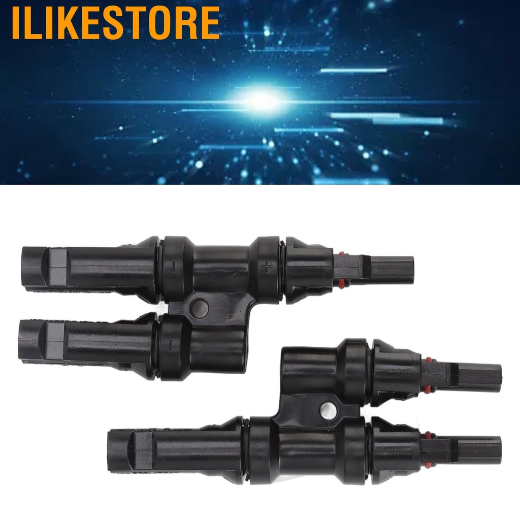 Ilikestore 1Pair Solar Panel 2 to 1 T Branch Connectors Photovoltaic Connector Rated Voltage 1000V DC #8