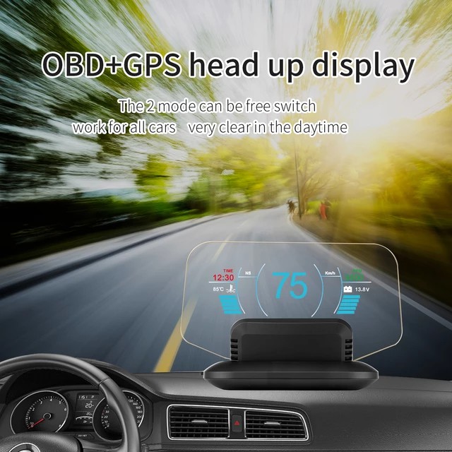 C 1 Hud Head Up Display Auto Obd 2 อ ปกรณ หน าจอแสดงผลด จ ตอลพร อม Gps Speedometer Alarm Speed Projector ส าหร บต ดรถยนต Shopee Thailand