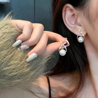 ต่างหูมุก เดรื่องประดับ สําหรับผู้หญิง สไตล์ฝรั่งเศส