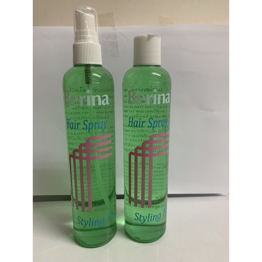 Berina Hair Spray Styling Fix เบอริน่า สเปรย์ฉีดผม จัดทรงผม ขวดเติมและขวดปั้ม สีเขียว 220มล.