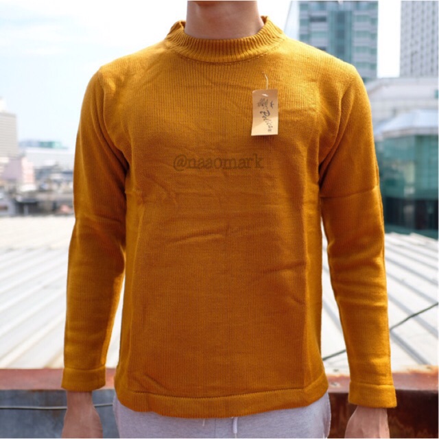#8845 เสื้อพระ ไหมพรม กันหนาว คอกลม ผ้าพื้น สีแก่นขนุน พระ พระสงฆ์ เณร เสื้อเณร