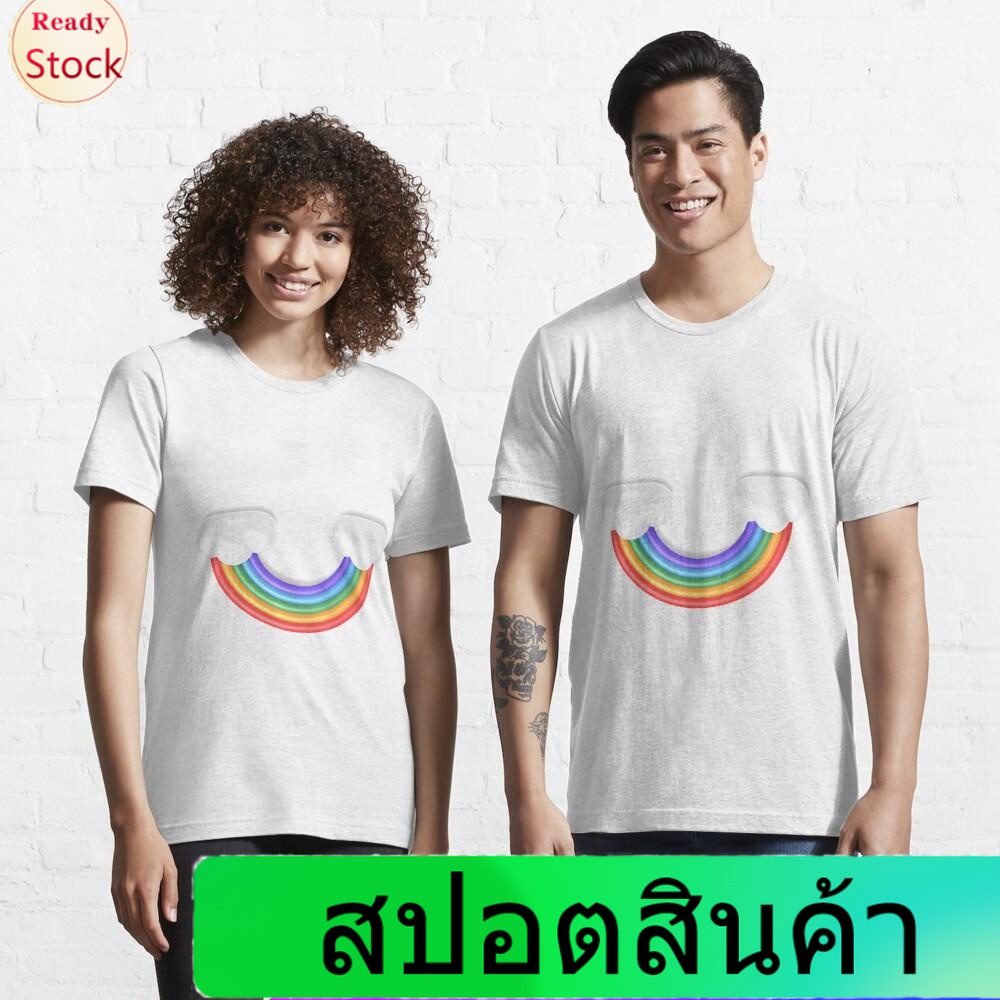 gothic เสื้อยืดยอดนิยม Tie Dye Smile rainbow Essential T-Shirt Sports T-shirt